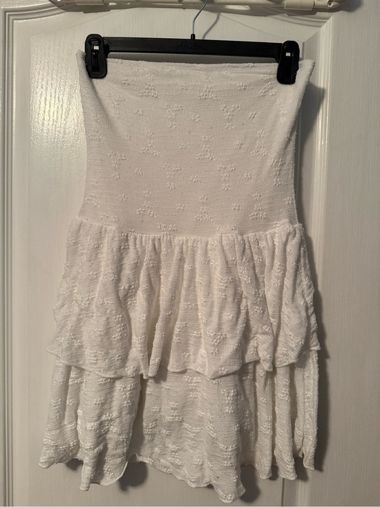See You Monday Dresses & Skirts - White Textured Tiered Skater dress